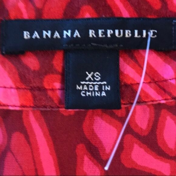 Banana Republic Silk Top Size XS Red & Pink - Picture 7 of 8
